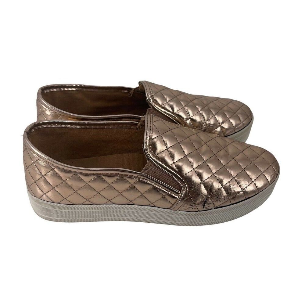 Platform Sneakers Rose Gold Metallic Quilted Breckelles Womens Size 9 Casual